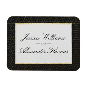 Elegant Gold & Black Wedding Magnet