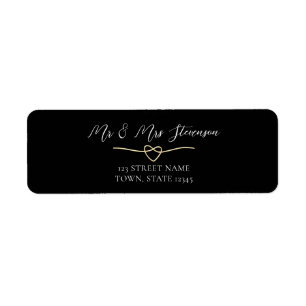 Elegant Gold Black Wedding Return Address Label