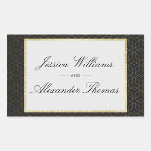 Elegant Gold & Black Wedding Sticker