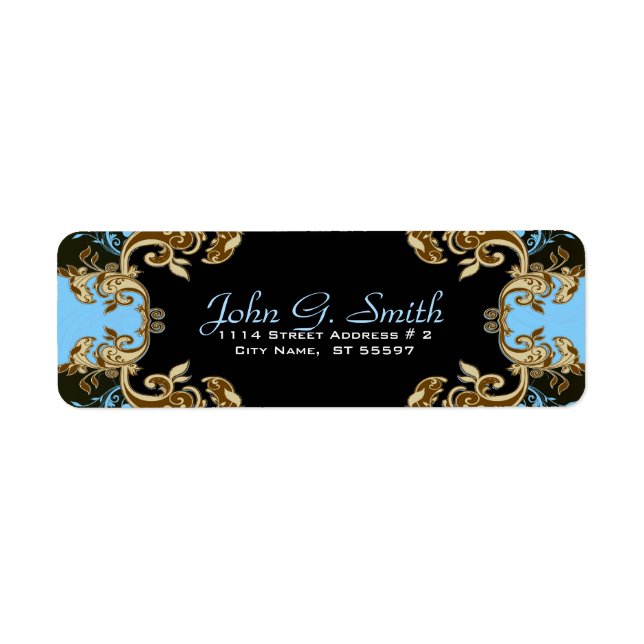 Elegant Gold Blue & Black  Vintage Floral Frame (Front)