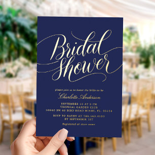 Elegant Gold Blue Bridal Shower