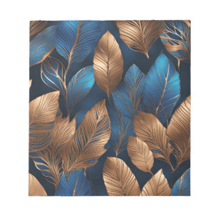 Elegant Gold Blue Foliage Nature Design  Notepad