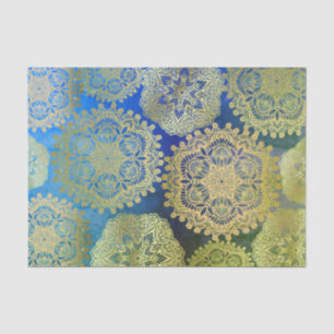 Elegant Gold Blue Green Mandala Pattern Tissue Paper