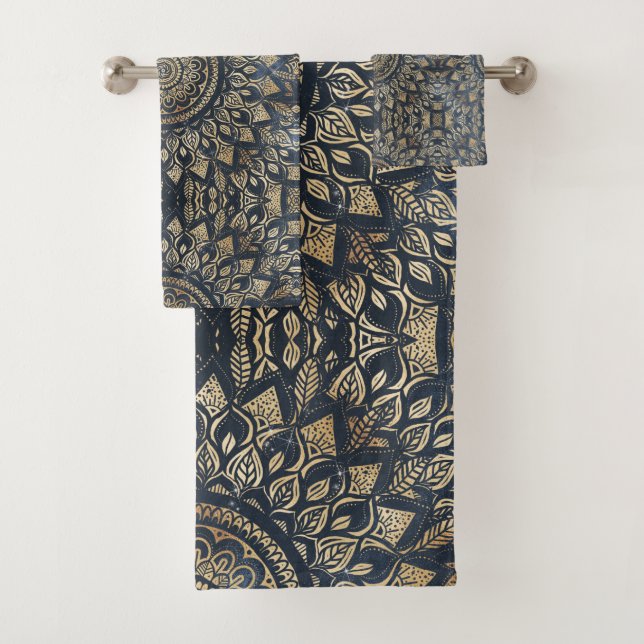 Elegant Gold Blue Mandala Floral (En situation)