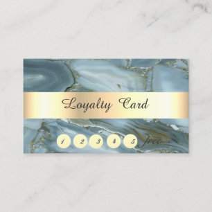 Elegant ,Gold, Blue Marble, Confetti  Loyalty Card