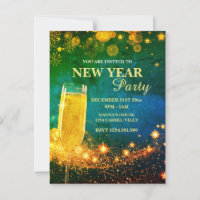 Elegant Gold & Blue New Year's Eve Party