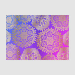 Elegant Gold Blue Purple Pink Mandala Pattern Tissue Paper