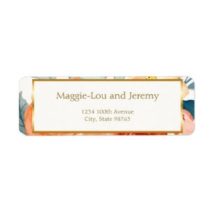Elegant Gold Blush Floral Wedding Address