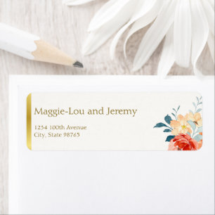 Elegant Gold Blush Floral Wedding Address