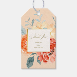 Elegant Gold Blush Floral Wedding Thank You  Gift Tags