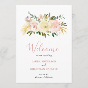 Elegant Gold Blush Pink Floral Wedding Program