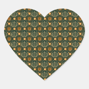 Elegant Gold Boho Ornamental Pattern Heart Sticker