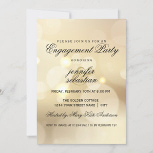 Elegant Gold Bokeh Light Chic Engagement Party Invitation