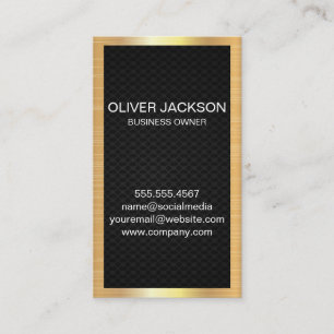 Elegant Gold Border   Black Mesh Business Card