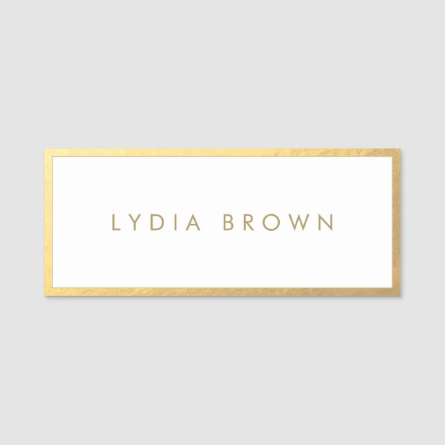 Elegant Gold Border Name Tag (Front)