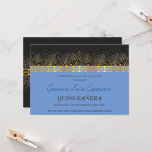 Elegant Gold Border Quinceañera Invitation