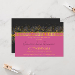 Elegant Gold Border Quinceañera Invitation