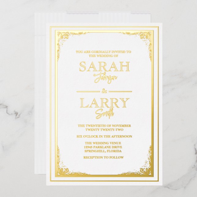 Elegant Gold border Traditional Wedding  (Envelope)