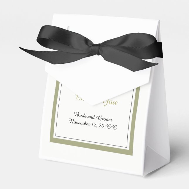 Elegant Gold Border Wedding Thank You Favor Box (Front Side)