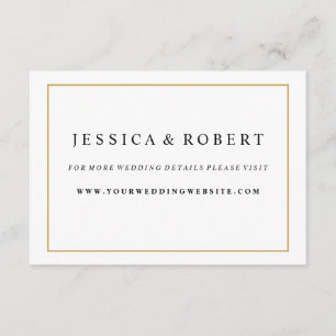 Elegant Gold Border Wedding Website Insert Card