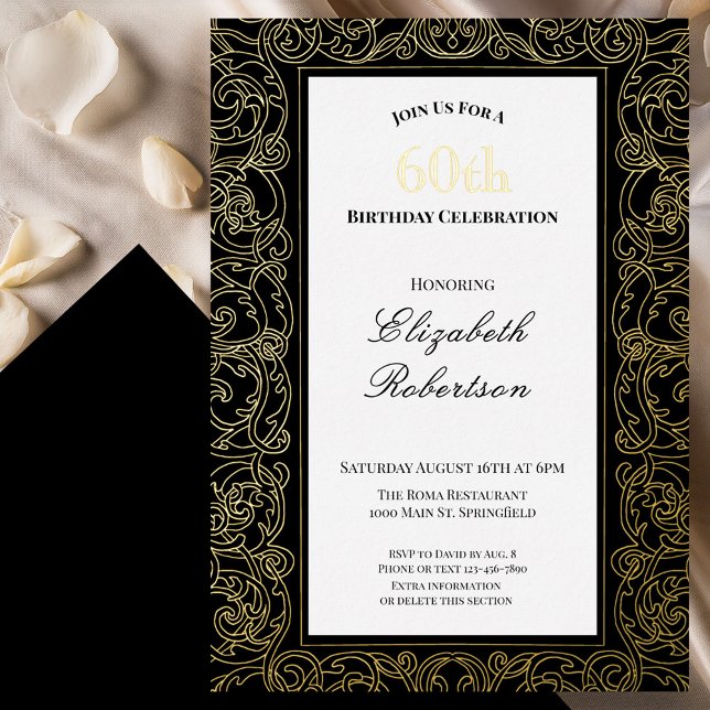Elegant Gold Border Women's 60th Birthday Gold (Creator Uploaded)