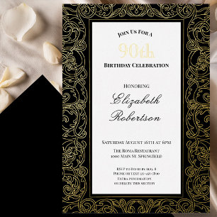 Elegant Gold Border Women's 90th Birthday Gold