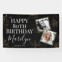 Elegant Gold Botanical 2 x Photo 80th Birthday