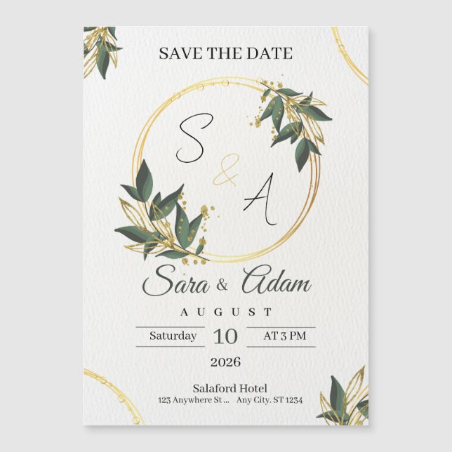 Elegant Gold Botanical Circle Card (Front)