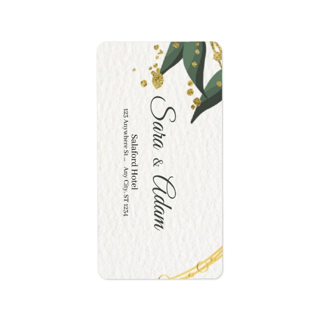 Elegant Gold Botanical Circle  Label (Front)