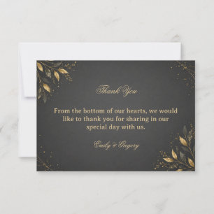 Elegant Gold Botanical Dark Thank You Card