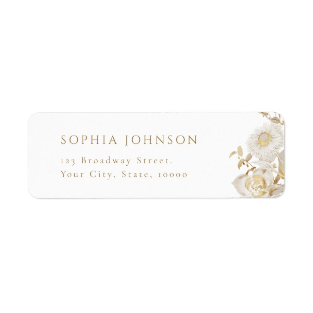 Elegant Gold Botanical Floral Adresse de retour (Devant)