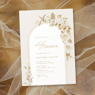 Elegant Gold Botanical Floral Arch Baby Shower Invitation