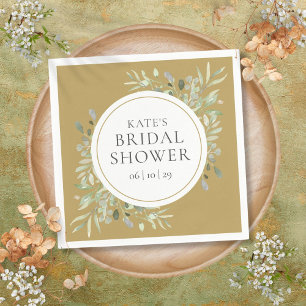 Elegant Gold Botanical Greenery Bridal Shower  Napkin