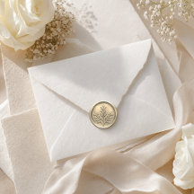 Elegant Gold Botanical Wax Seal Sticker
