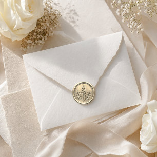 Elegant Gold Botanical Wax Seal Sticker