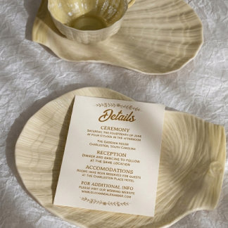 Elegant Gold Botanical Wedding Details Enclosure Card