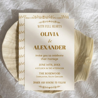 Elegant Gold Botanical Wedding Invitation
