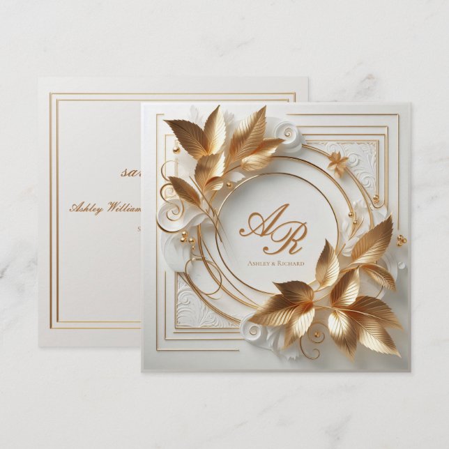 Elegant Gold Botanical Wedding Save The Date (Front/Back)