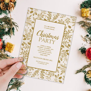 Elegant Gold Botanicals Christmas Party Acrylic Invitations