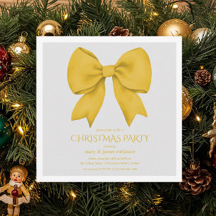 Elegant Gold Bow Christmas Holiday Party  Invitation