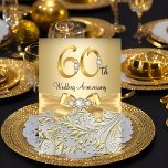 Elegant Gold Bow Diamond 60th Anniversary Invitation<br><div class="desc">50th Wedding Anniversary Invitation. Elegant gold diamond bow & floral swirl design. Please note: All flat images! They do not have real jewels!</div>