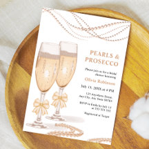 Elegant Gold Bow Pearls and Prosecco Bridal Shower
