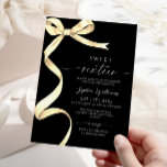 Elegant Gold Bow Sweet 16 Birthday Invitation<br><div class="desc">*** Please enter H129 in the store search to find all matching items *** Or visit our Elegant Gold Bow Collection. *** This high-quality design is easy to customize to match your wedding colours, styles and theme. For further customization, please click the "Edit using Design Tool" link and use our...</div>