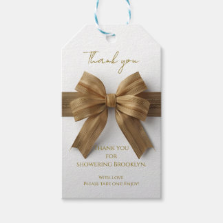 Elegant Gold Bow Thank You Tag