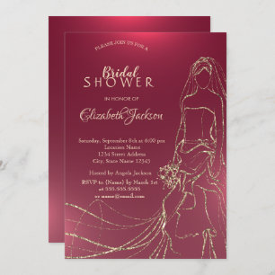 Elegant Gold Bride, Bridal Shower Invitation