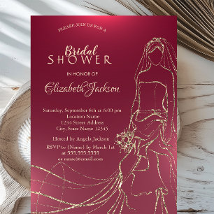 Elegant Gold Bride, Bridal Shower Invitation