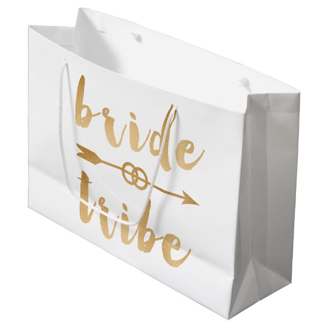 elegant gold bride tribe arrow wedding rings large gift bag (Front Angled)