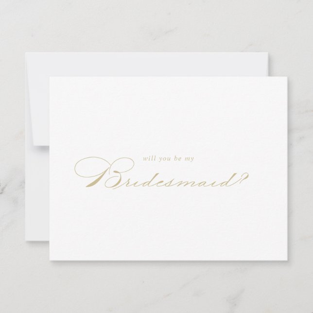 Elegant Gold Bridesmaid Proposal Note Card (Front)