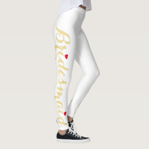 Elegant Gold Bridesmaid Wedding Bachelorette Party Leggings
