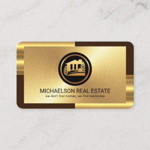Elegant Gold Bronze Layers Realty Business Card